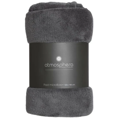 Atmosphera - Plaid Microfibre Gris Foncé 130x180 Cm - Gris Foncé 4 Atmosphera - Plaid Microfibre Gris Foncé 130x180 Cm - Gris Foncé – Image 2