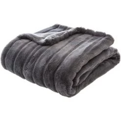 Atmosphera - Plaid Fourrure Gris Foncé 120 X 160 Cm - Gris Foncé