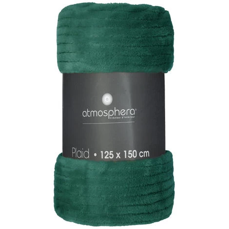 Atmosphera - Plaid Flanelle Andrew Emeraude 125 X 150 Cm - Vert 4 Atmosphera - Plaid Flanelle Andrew Emeraude 125 X 150 Cm - Vert – Image 2